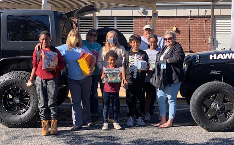 Grier Middle School and Sherwood Elementary received school supplies from the Just Jeepin’ community group.